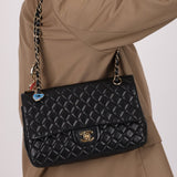 Chanel 2009 Black Lambskin Valentine Medium Chain Flap Bag - FashioNica