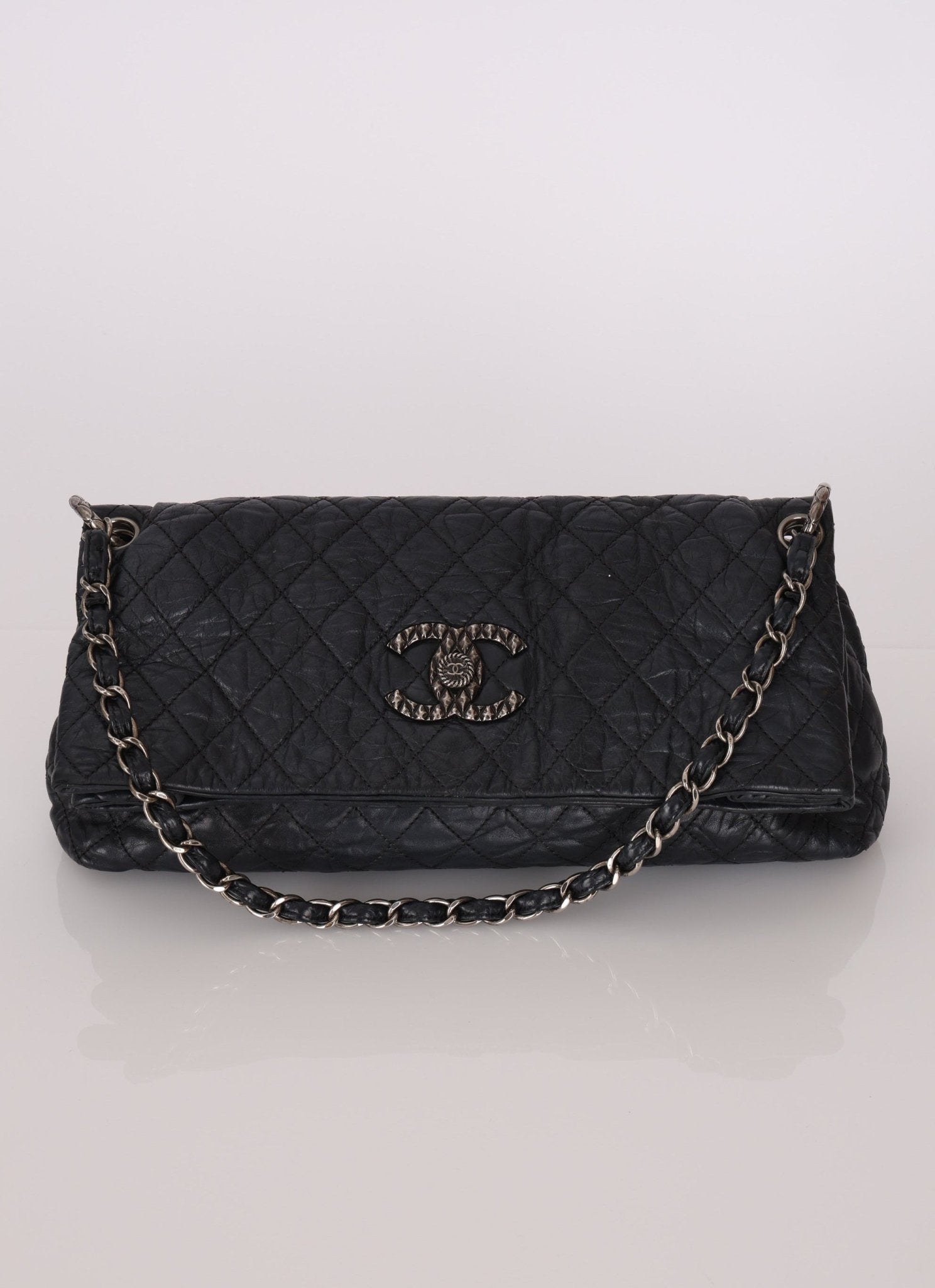 Chanel 2009 Crinkled Calfskin Fold Over Flap Bag - FashioNica