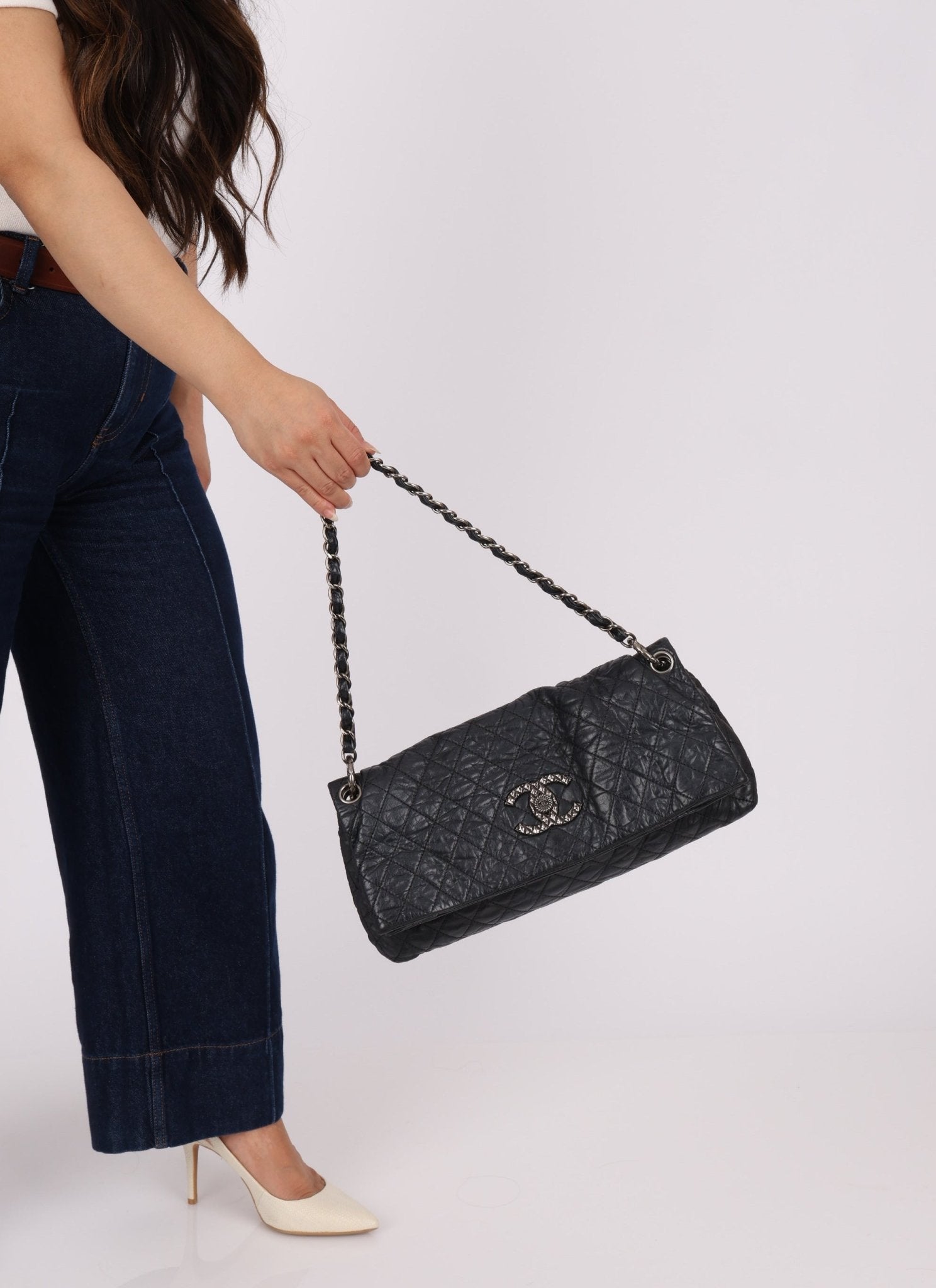 Chanel 2009 Crinkled Calfskin Fold Over Flap Bag - FashioNica