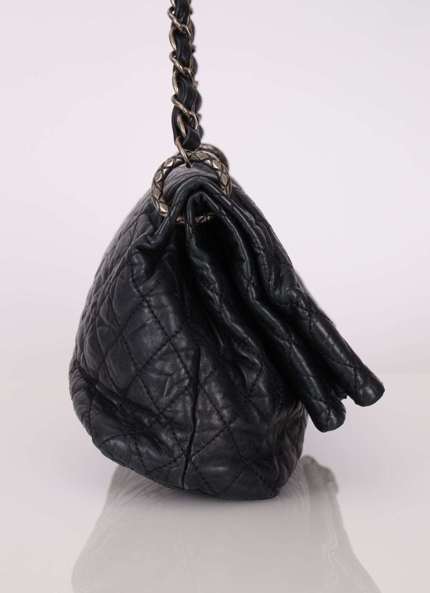 Chanel 2009 Crinkled Calfskin Fold Over Flap Bag - FashioNica