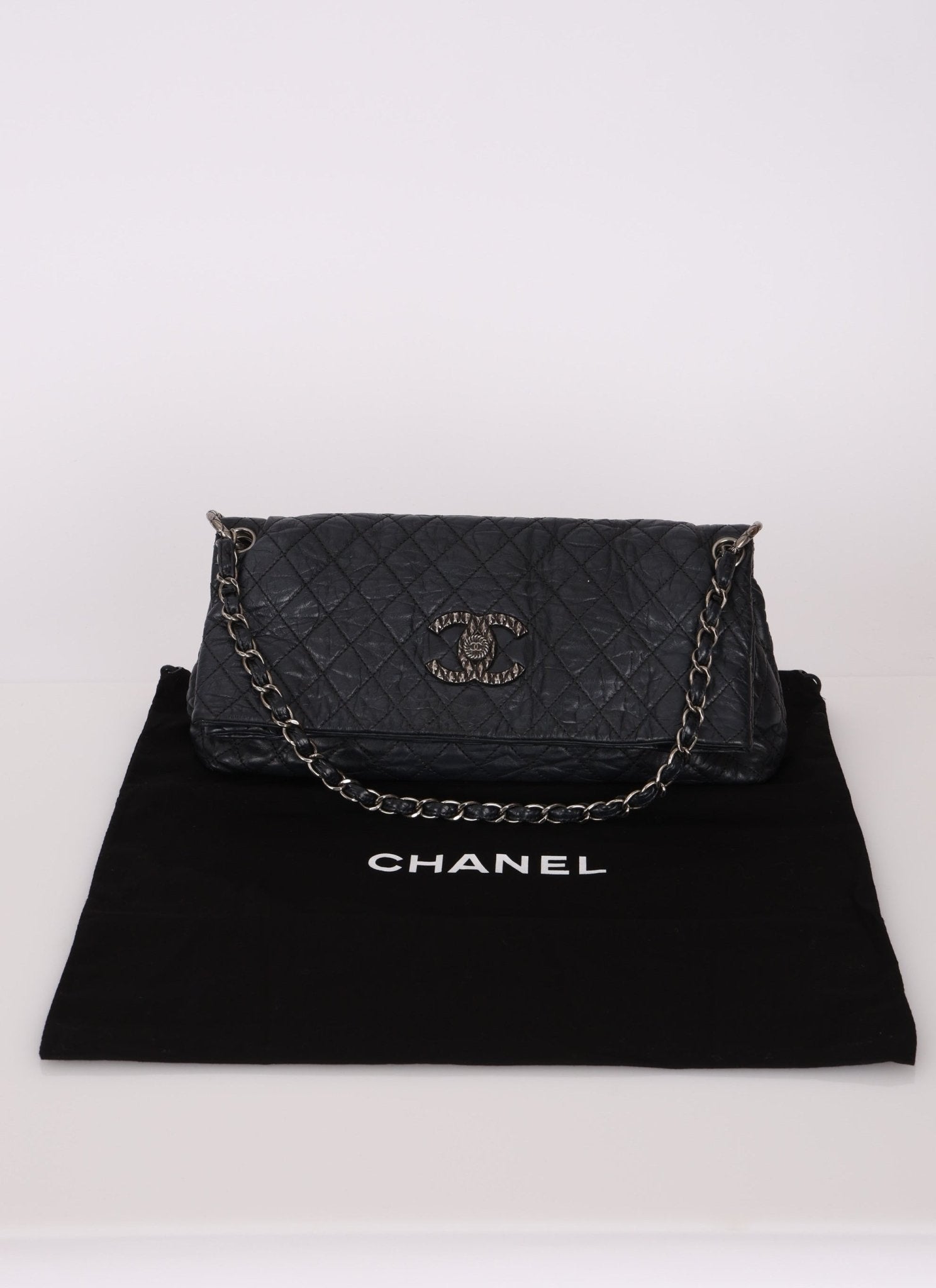 Chanel 2009 Crinkled Calfskin Fold Over Flap Bag - FashioNica