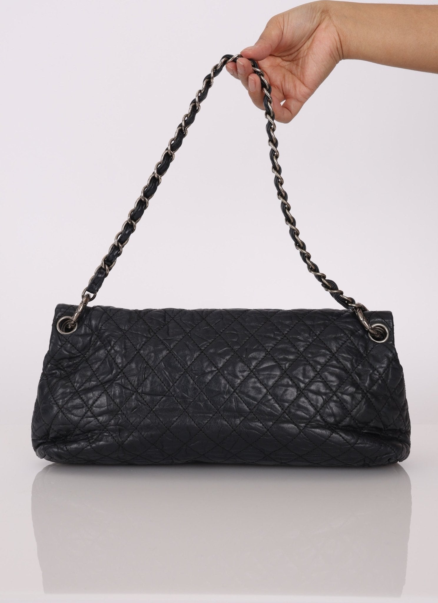 Chanel 2009 Crinkled Calfskin Fold Over Flap Bag - FashioNica