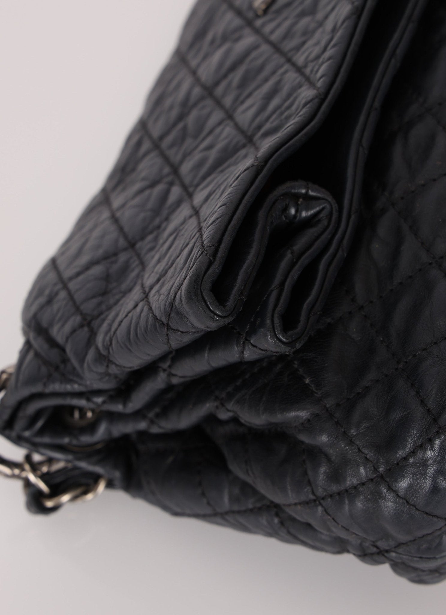 Chanel 2009 Crinkled Calfskin Fold Over Flap Bag - FashioNica
