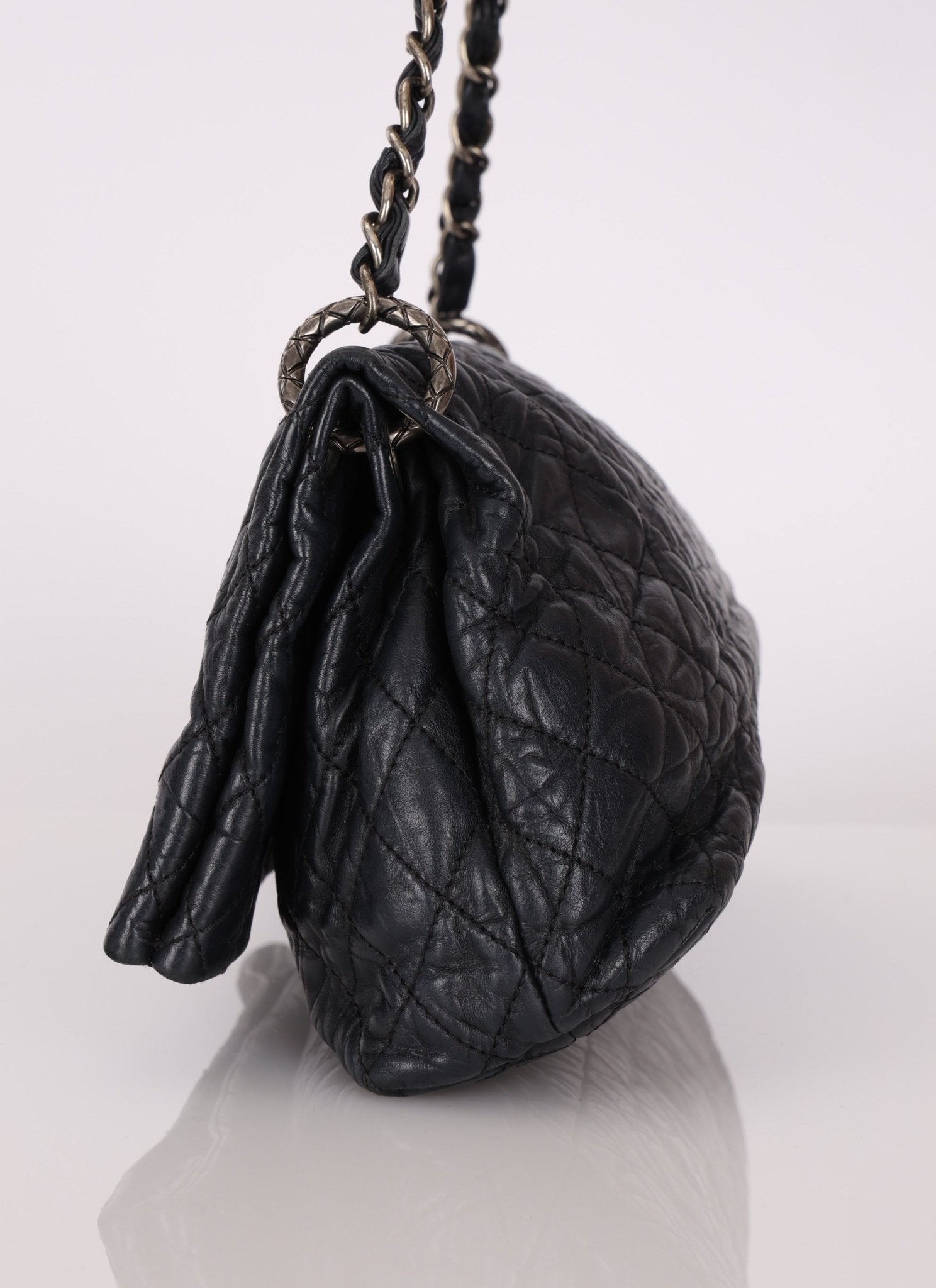 Chanel 2009 Crinkled Calfskin Fold Over Flap Bag - FashioNica