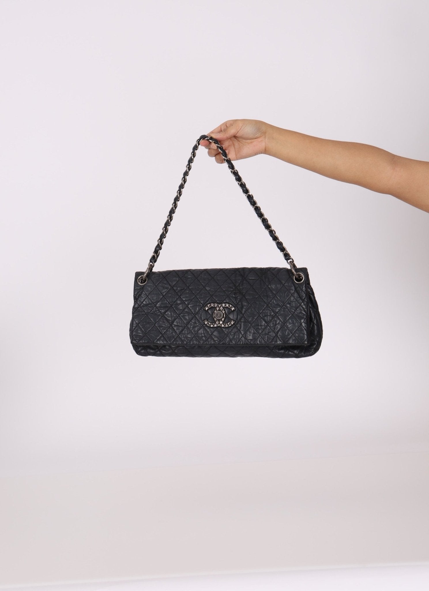 Chanel 2009 Crinkled Calfskin Fold Over Flap Bag - FashioNica