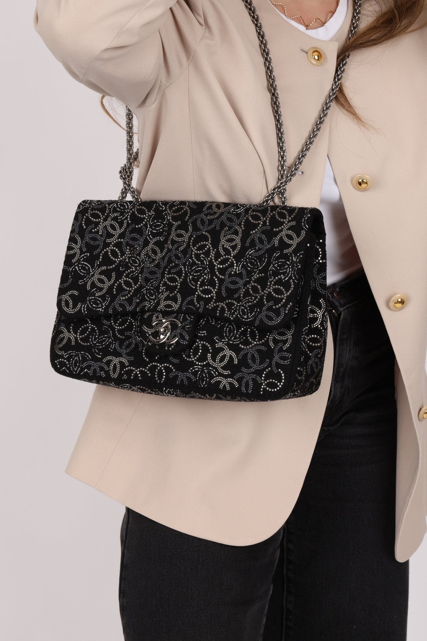 Chanel 2009 Paris - Shanghai Tweed Pudong Swarovski Crystal Single Flap - FashioNica