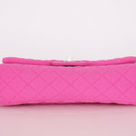 Chanel 2010 Hot Pink Perforated Jersey Medium Single Classic Flap - FashioNica
