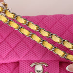 Chanel 2010 Hot Pink Perforated Jersey Medium Single Classic Flap - FashioNica