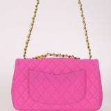 Chanel 2010 Hot Pink Perforated Jersey Medium Single Classic Flap - FashioNica