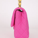 Chanel 2010 Hot Pink Perforated Jersey Medium Single Classic Flap - FashioNica