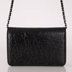 Chanel 2011 Black Lambskin Camellia Wallet on Chain - FashioNica
