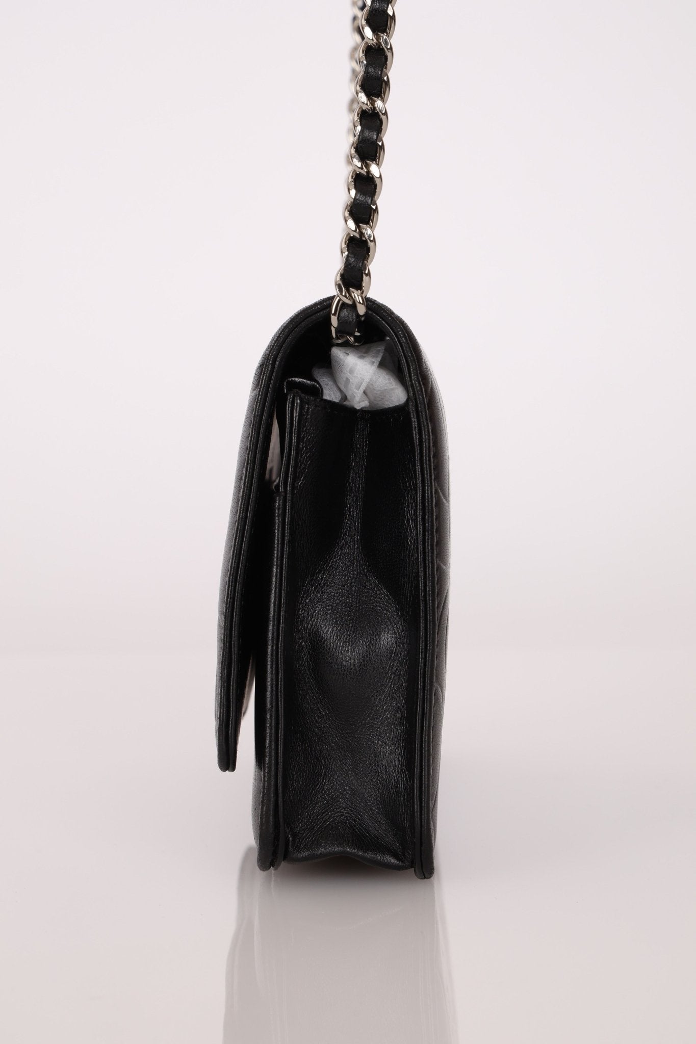 Chanel 2011 Black Lambskin Camellia Wallet on Chain - FashioNica