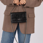 Chanel 2011 Black Lambskin Camellia Wallet on Chain - FashioNica