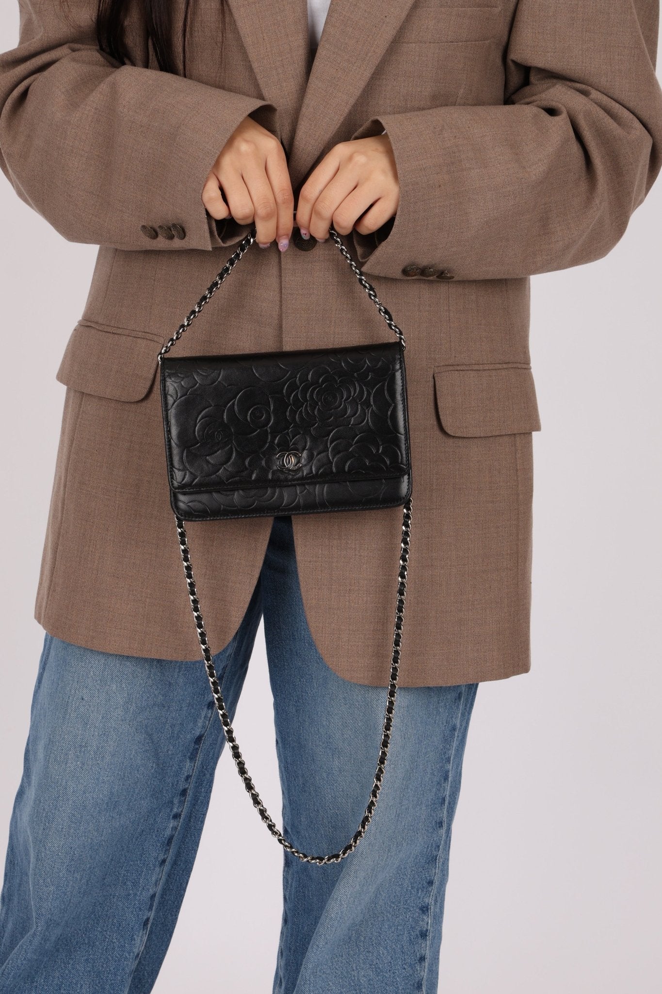 Chanel 2011 Black Lambskin Camellia Wallet on Chain - FashioNica