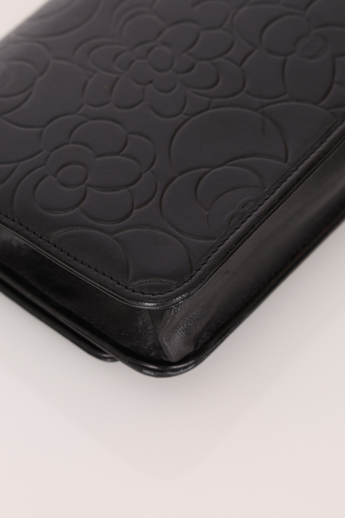 Chanel 2011 Black Lambskin Camellia Wallet on Chain - FashioNica