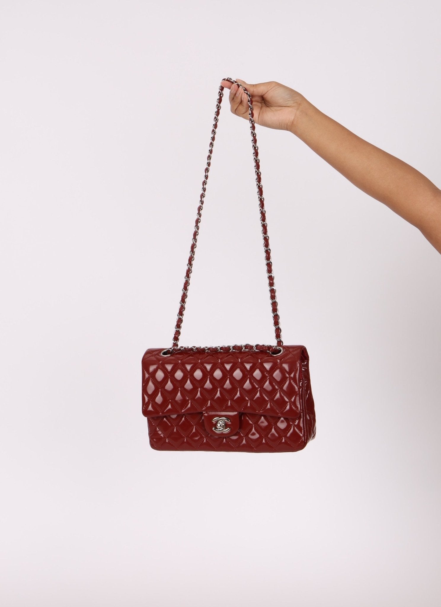 Chanel 2011 Burgundy Patent Medium Classic Double Flap - FashioNica