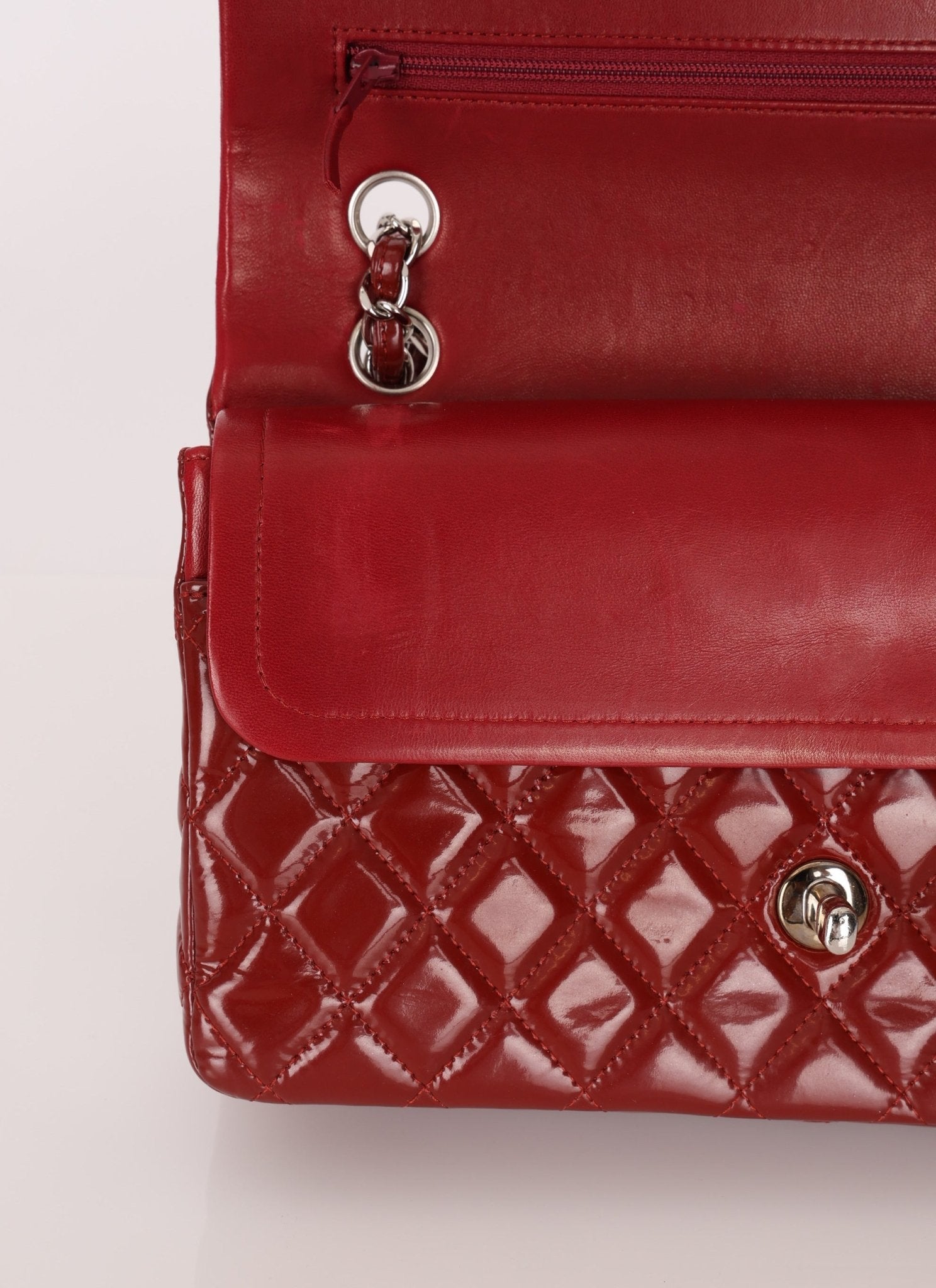 Chanel 2011 Burgundy Patent Medium Classic Double Flap - FashioNica