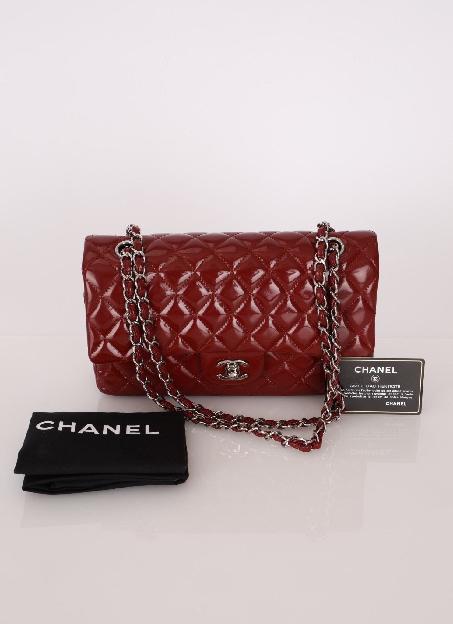 Chanel 2011 Burgundy Patent Medium Classic Double Flap - FashioNica