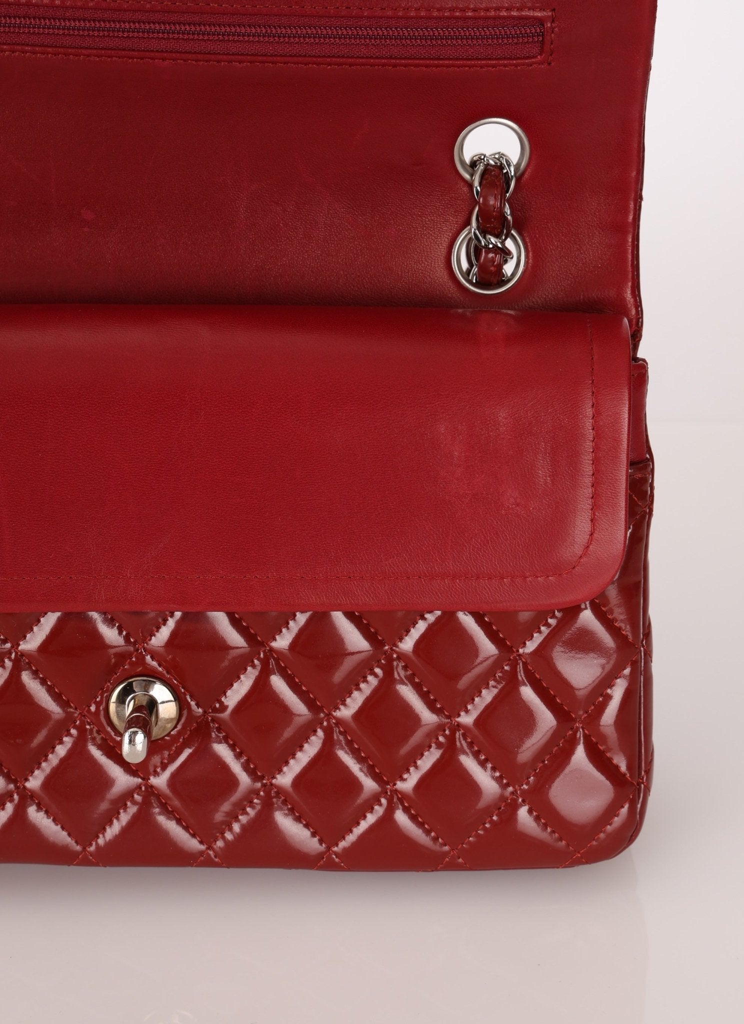 Chanel 2011 Burgundy Patent Medium Classic Double Flap - FashioNica