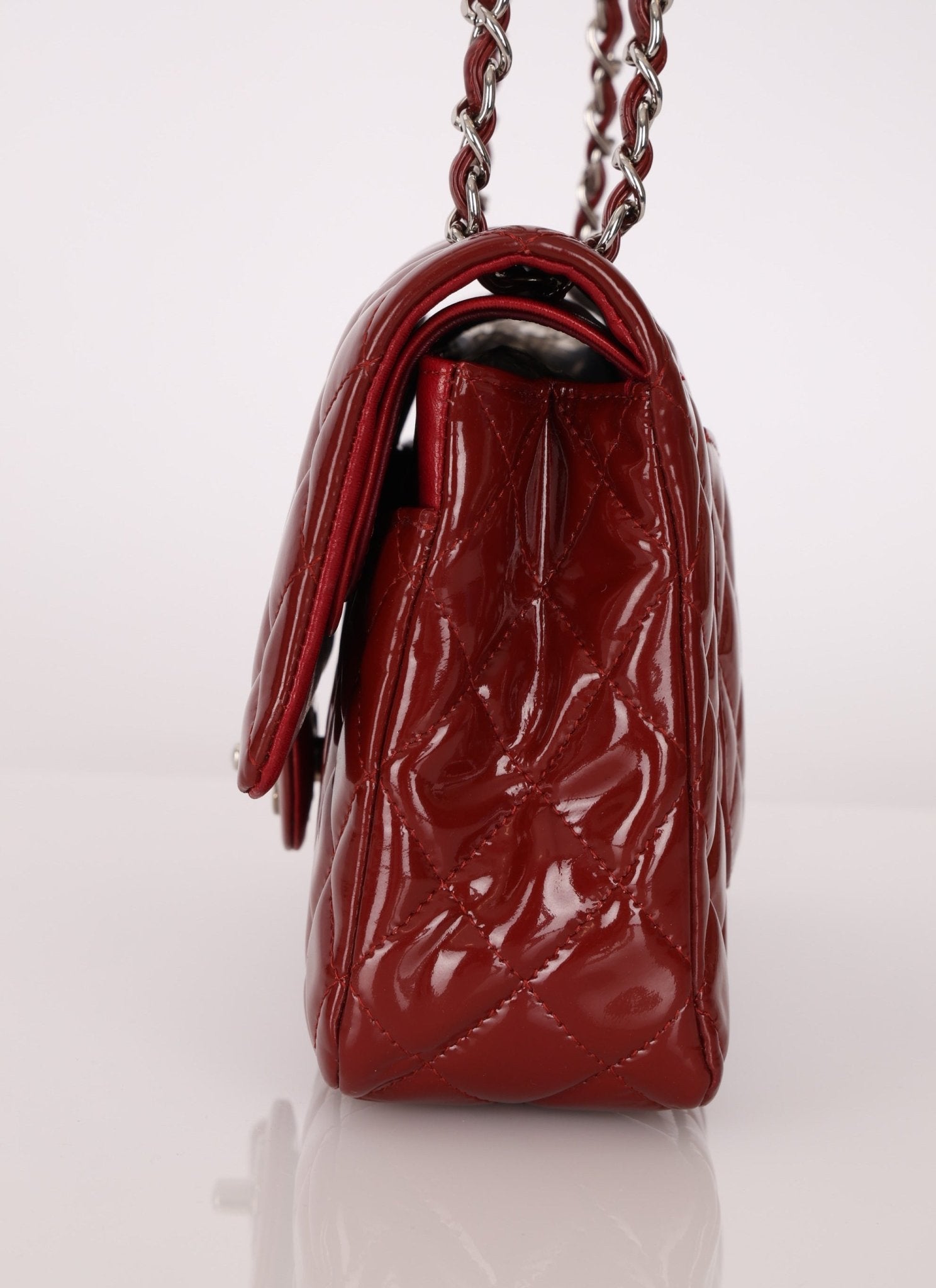 Chanel 2011 Burgundy Patent Medium Classic Double Flap - FashioNica