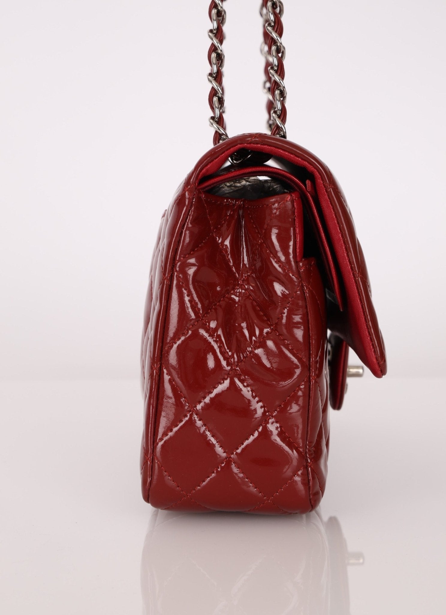 Chanel 2011 Burgundy Patent Medium Classic Double Flap - FashioNica