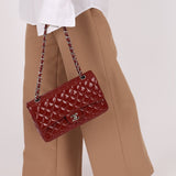 Chanel 2011 Burgundy Patent Medium Classic Double Flap - FashioNica