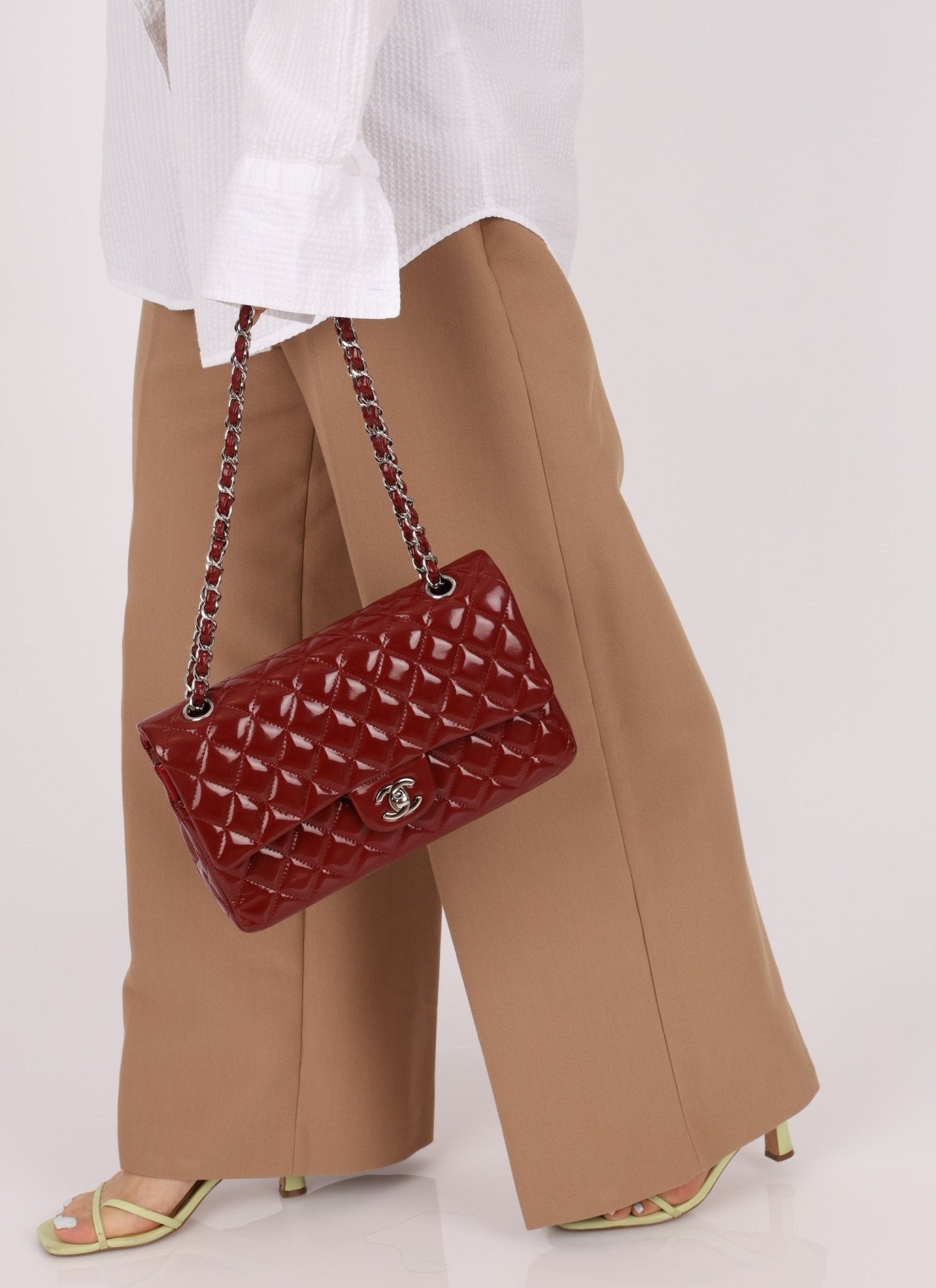 Chanel 2011 Burgundy Patent Medium Classic Double Flap - FashioNica