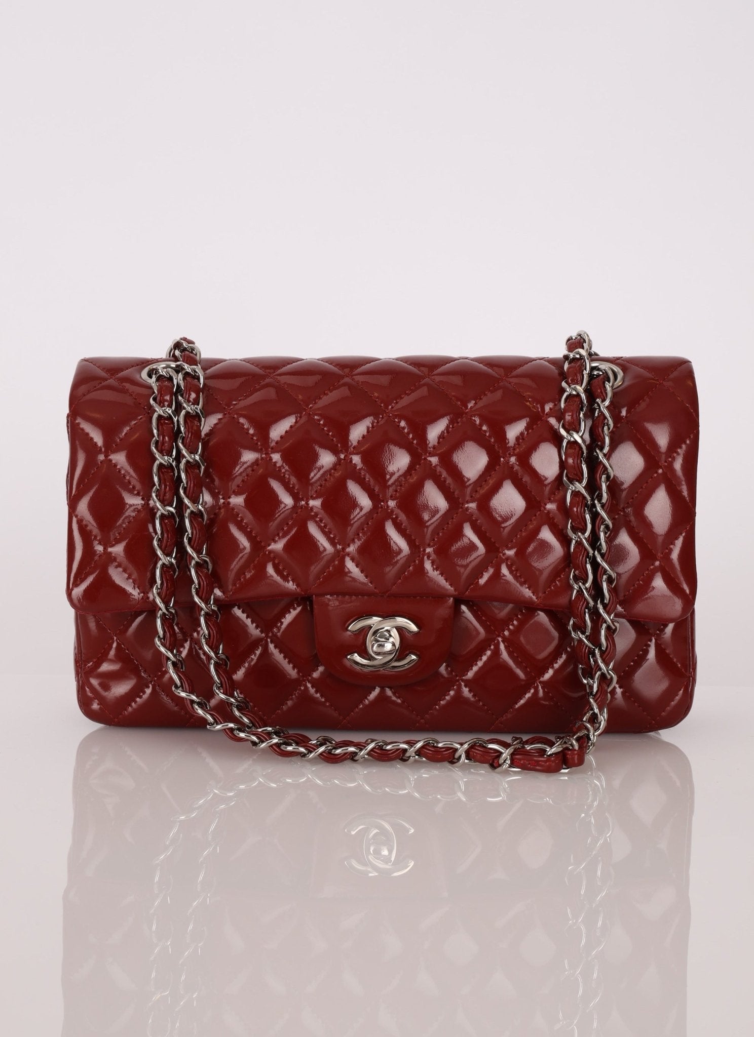 Chanel 2011 Burgundy Patent Medium Classic Double Flap - FashioNica