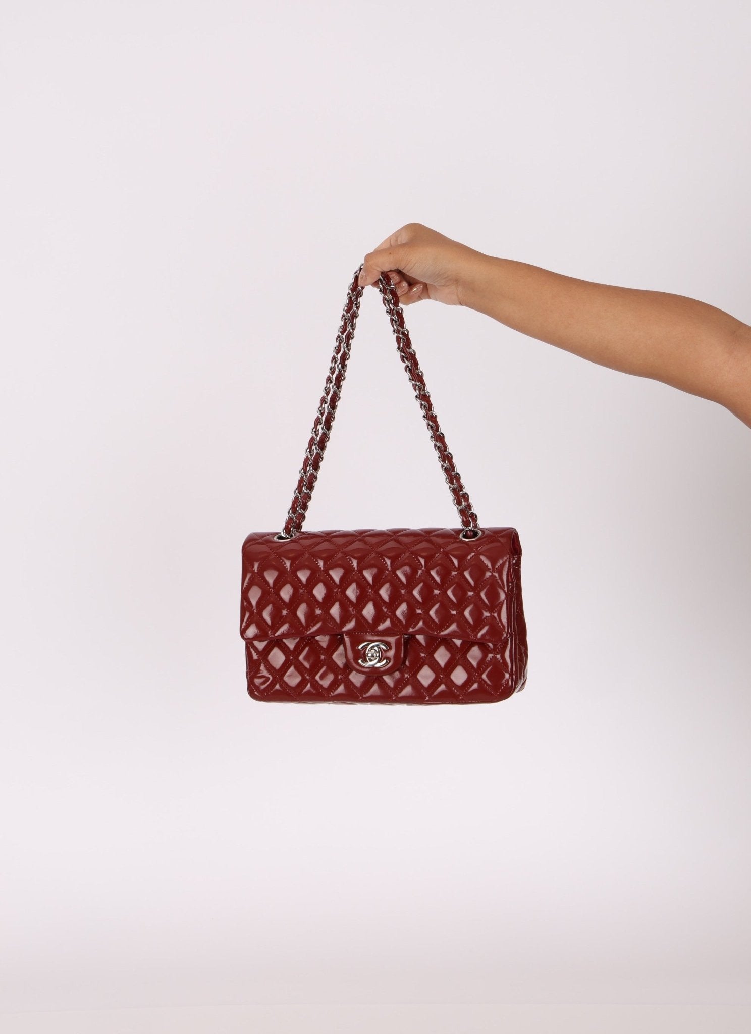 Chanel 2011 Burgundy Patent Medium Classic Double Flap - FashioNica