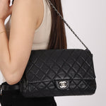 Chanel 2011 Caviar Single Flap Turnlock Clutch on Chain - FashioNica