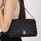 Chanel 2011 Caviar Single Flap Turnlock Clutch on Chain - FashioNica