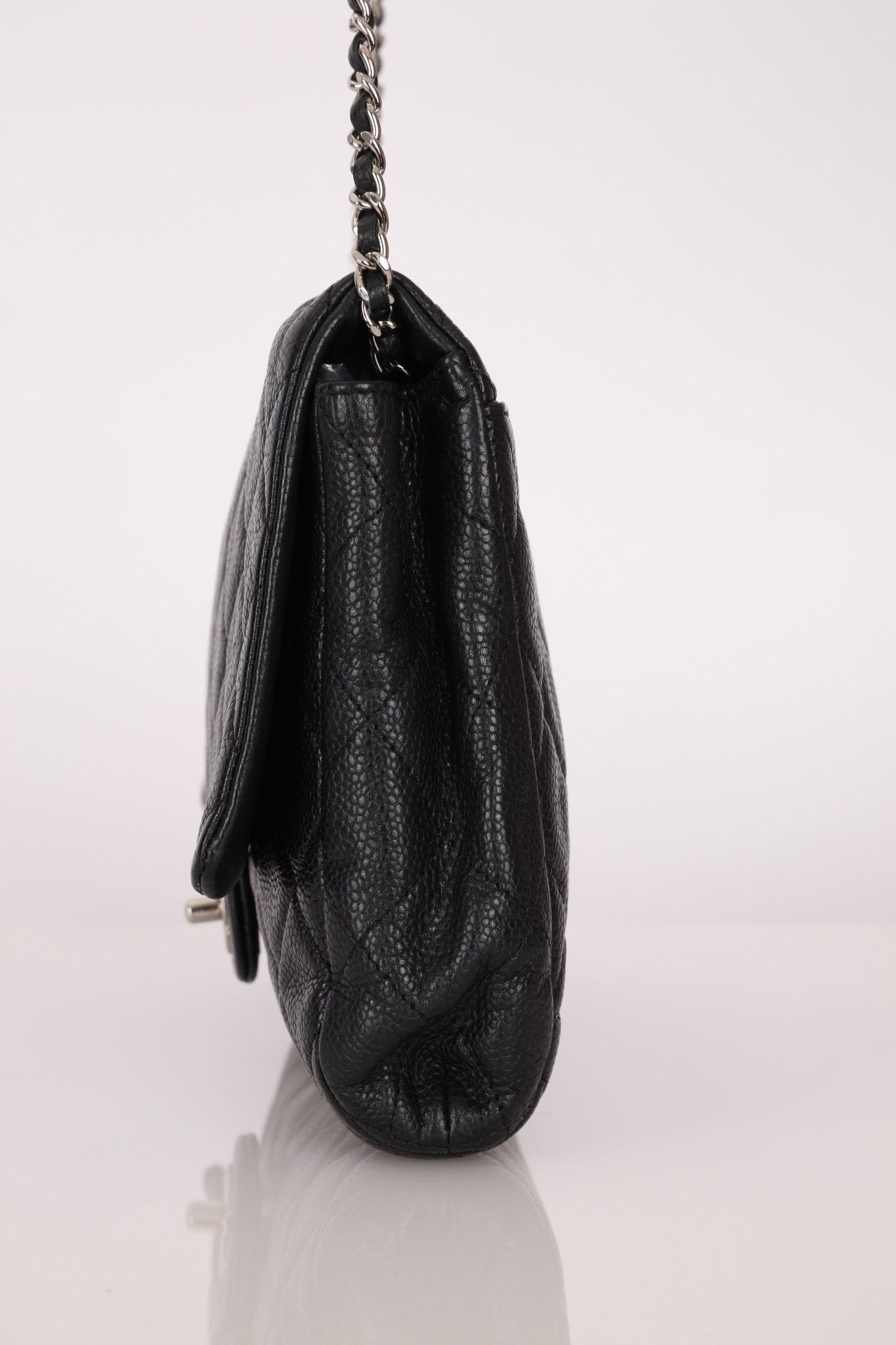 Chanel 2011 Caviar Single Flap Turnlock Clutch on Chain - FashioNica