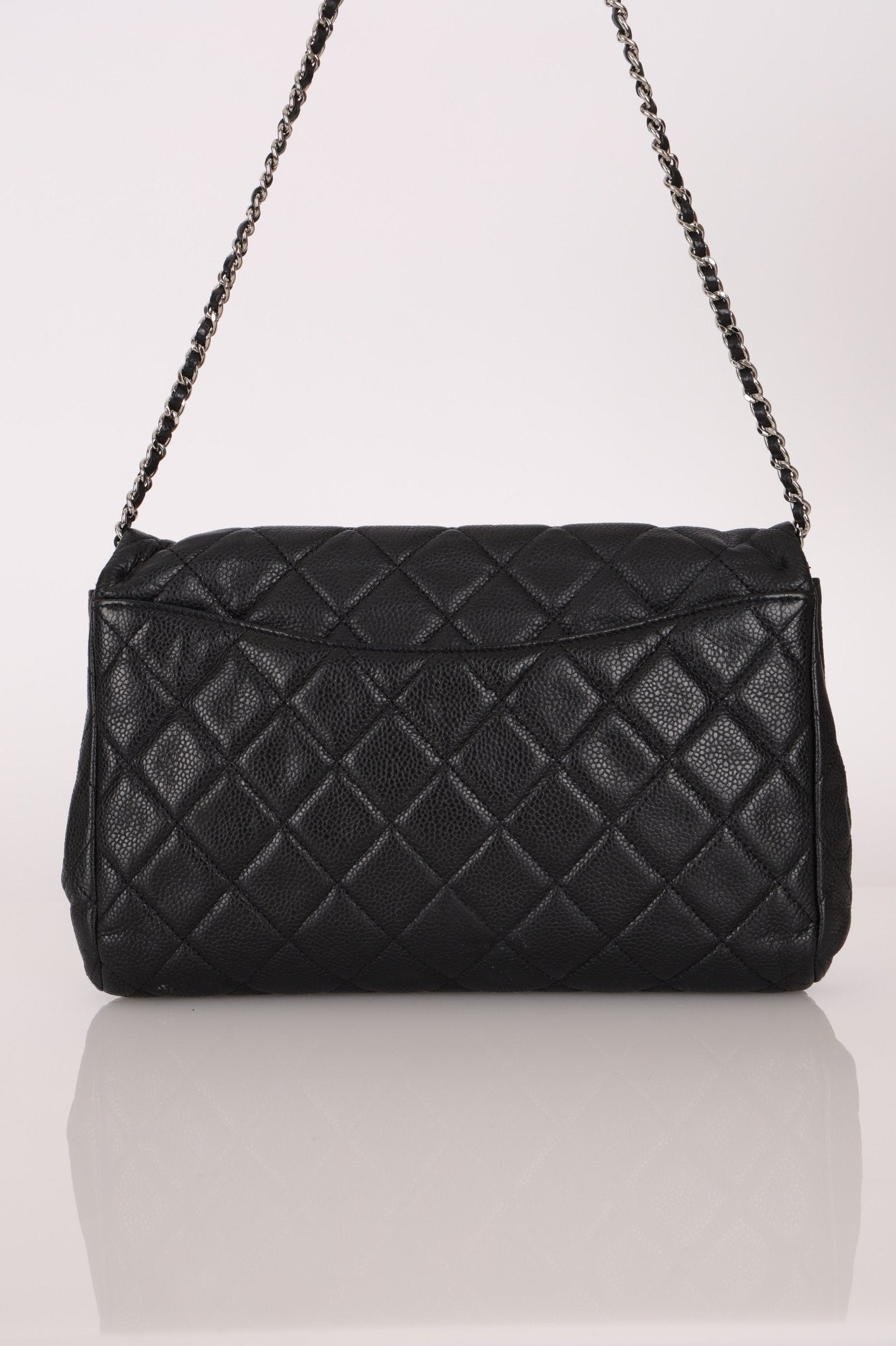 Chanel 2011 Caviar Single Flap Turnlock Clutch on Chain - FashioNica