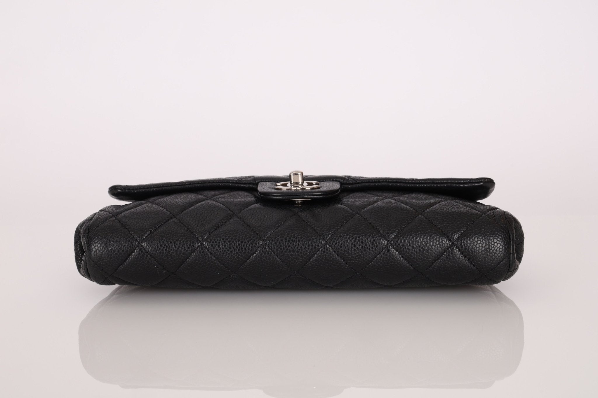 Chanel 2011 Caviar Single Flap Turnlock Clutch on Chain - FashioNica