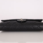 Chanel 2011 Caviar Single Flap Turnlock Clutch on Chain - FashioNica