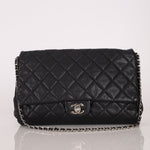 Chanel 2011 Caviar Single Flap Turnlock Clutch on Chain - FashioNica