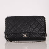 Chanel 2011 Caviar Single Flap Turnlock Clutch on Chain - FashioNica