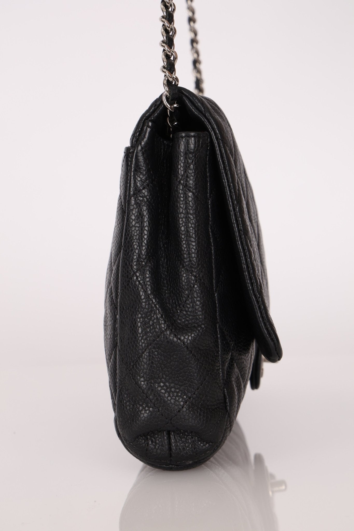 Chanel 2011 Caviar Single Flap Turnlock Clutch on Chain - FashioNica