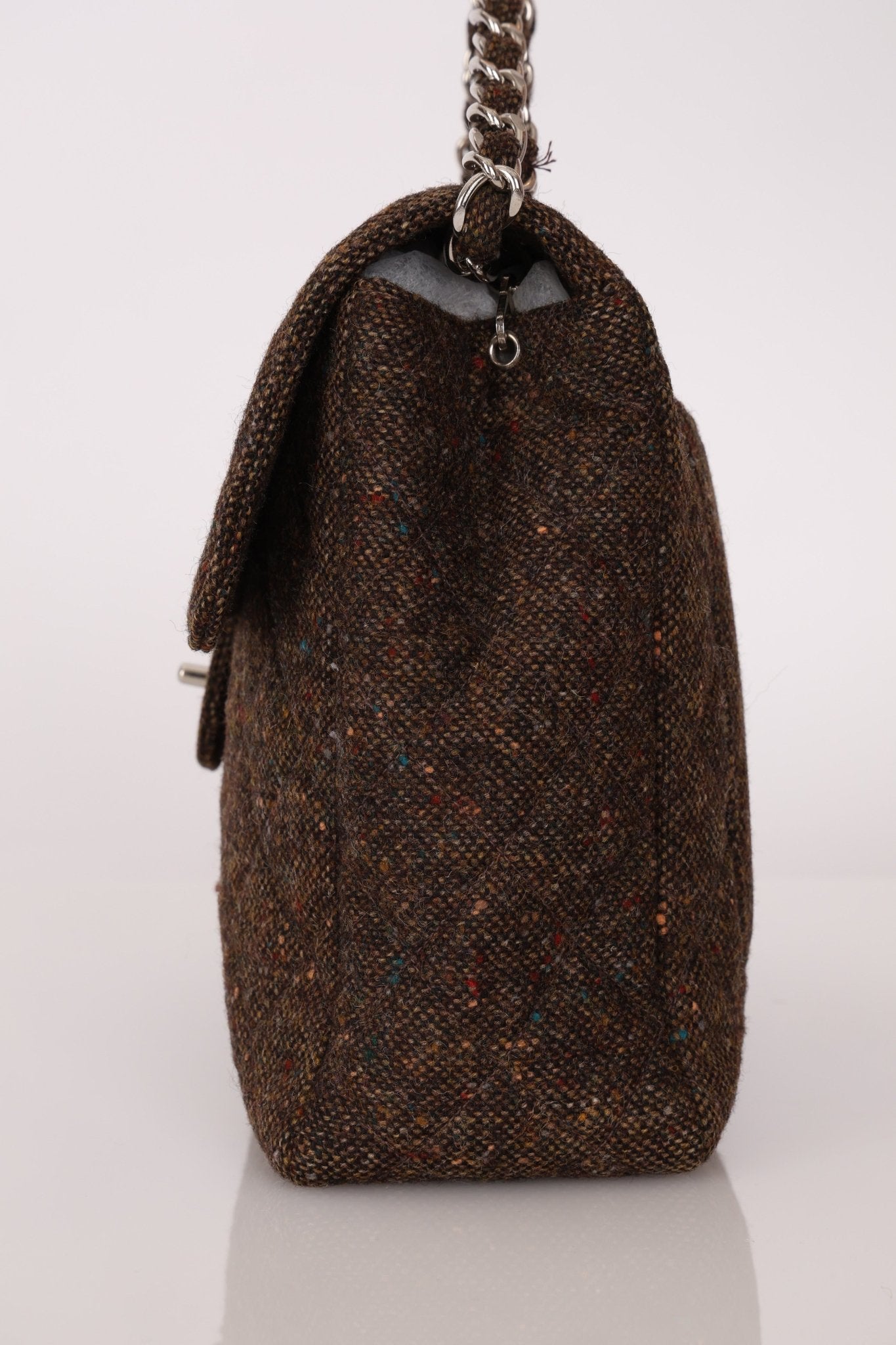 Chanel 2011 Chocolate Tweed Turnlock Square Flap - FashioNica