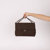 Chanel 2011 Chocolate Tweed Turnlock Square Flap - FashioNica