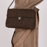Chanel 2011 Chocolate Tweed Turnlock Square Flap - FashioNica