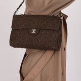 Chanel 2011 Chocolate Tweed Turnlock Square Flap - FashioNica