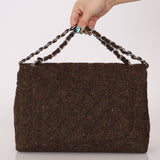 Chanel 2011 Chocolate Tweed Turnlock Square Flap - FashioNica