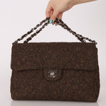 Chanel 2011 Chocolate Tweed Turnlock Square Flap - FashioNica