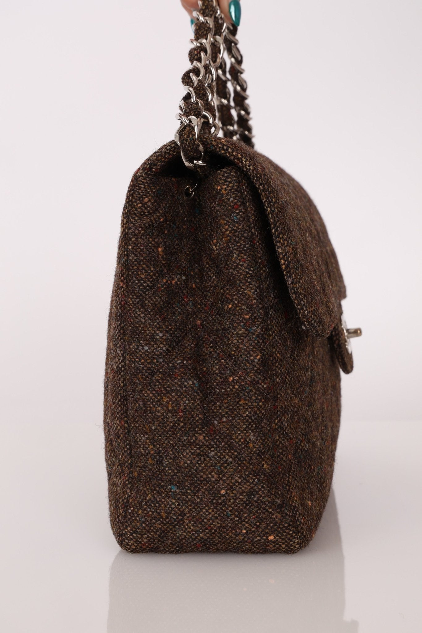 Chanel 2011 Chocolate Tweed Turnlock Square Flap - FashioNica