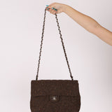 Chanel 2011 Chocolate Tweed Turnlock Square Flap - FashioNica