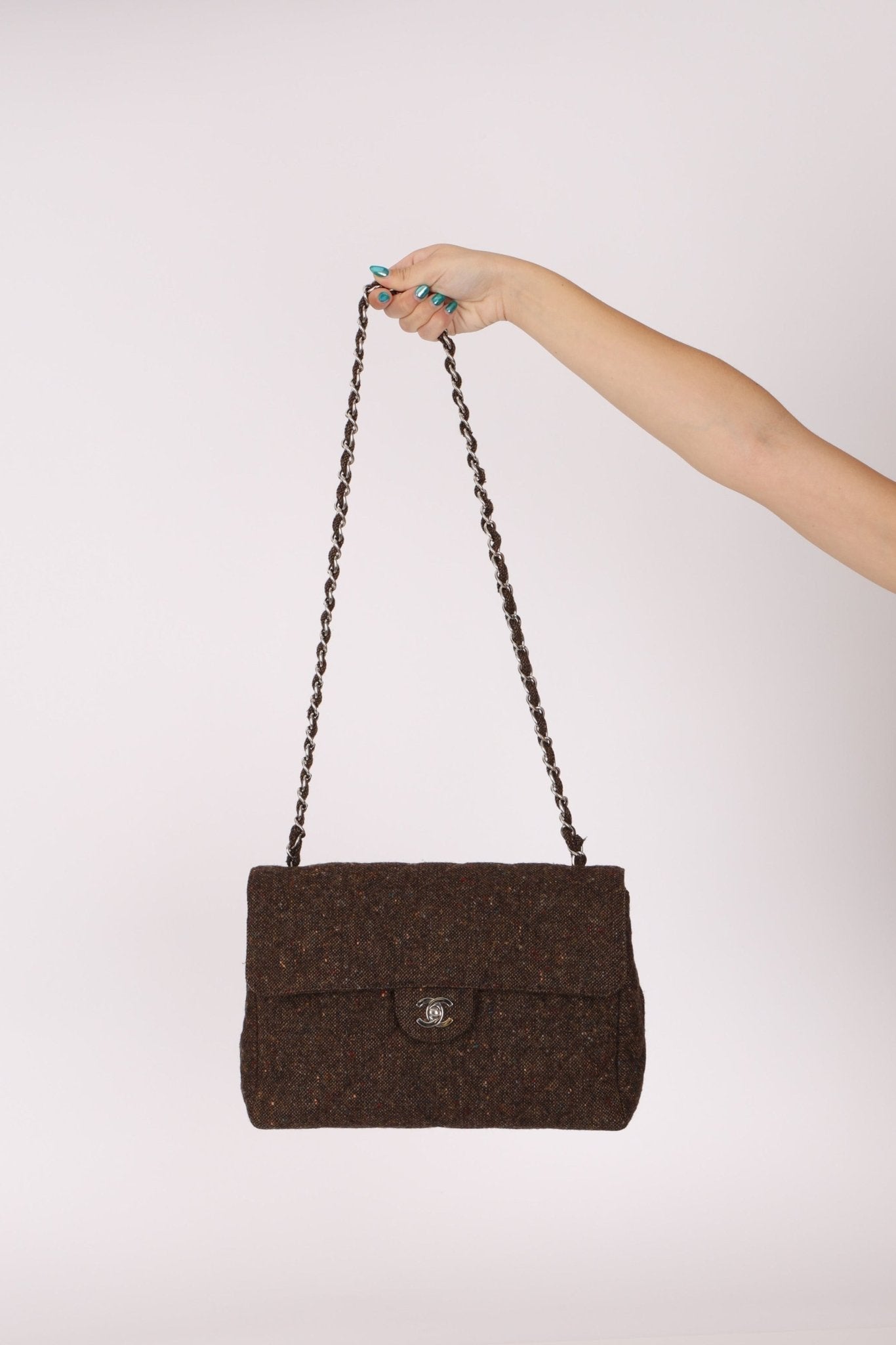 Chanel 2011 Chocolate Tweed Turnlock Square Flap - FashioNica