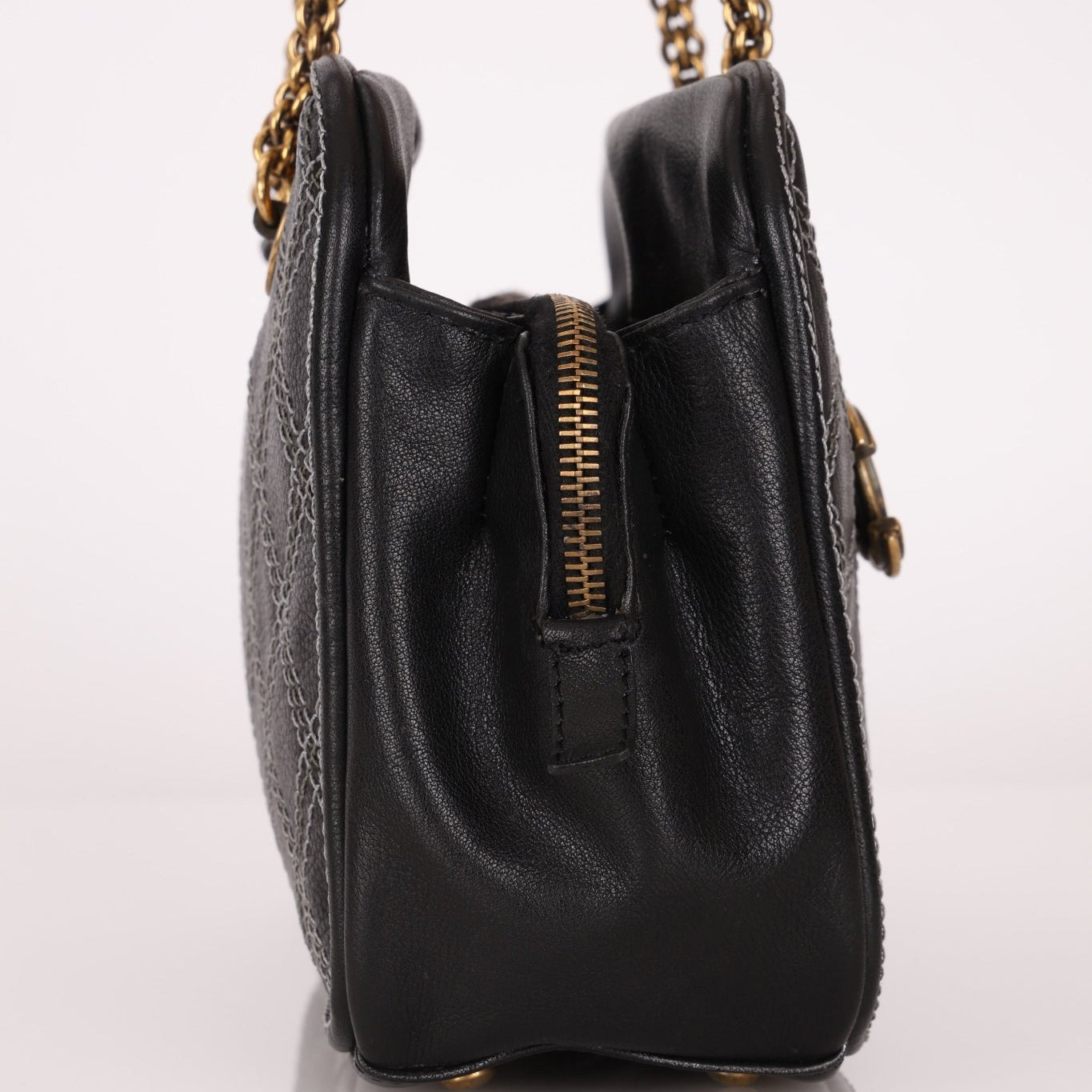 Chanel 2011 Quilted Calfskin Stitch Triptych Small Bowling Bag - FashioNica