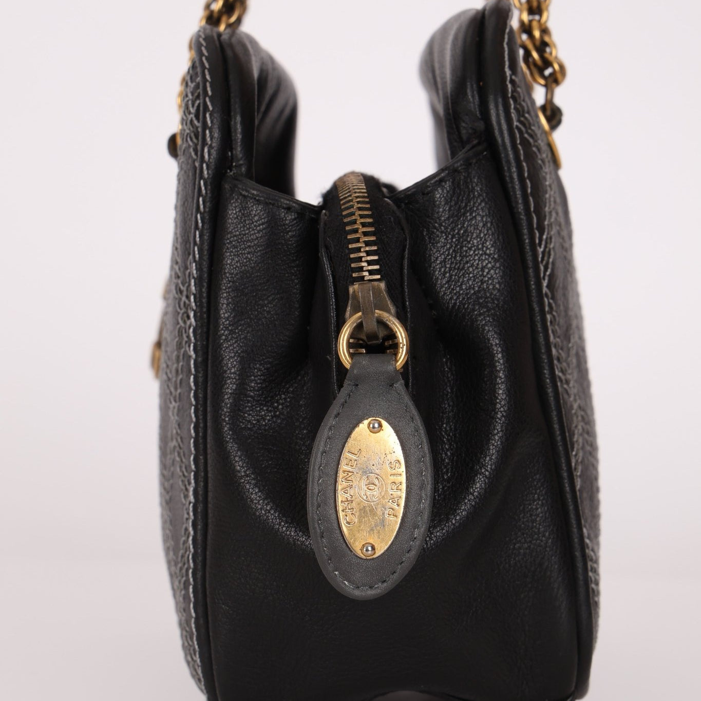 Chanel 2011 Quilted Calfskin Stitch Triptych Small Bowling Bag - FashioNica