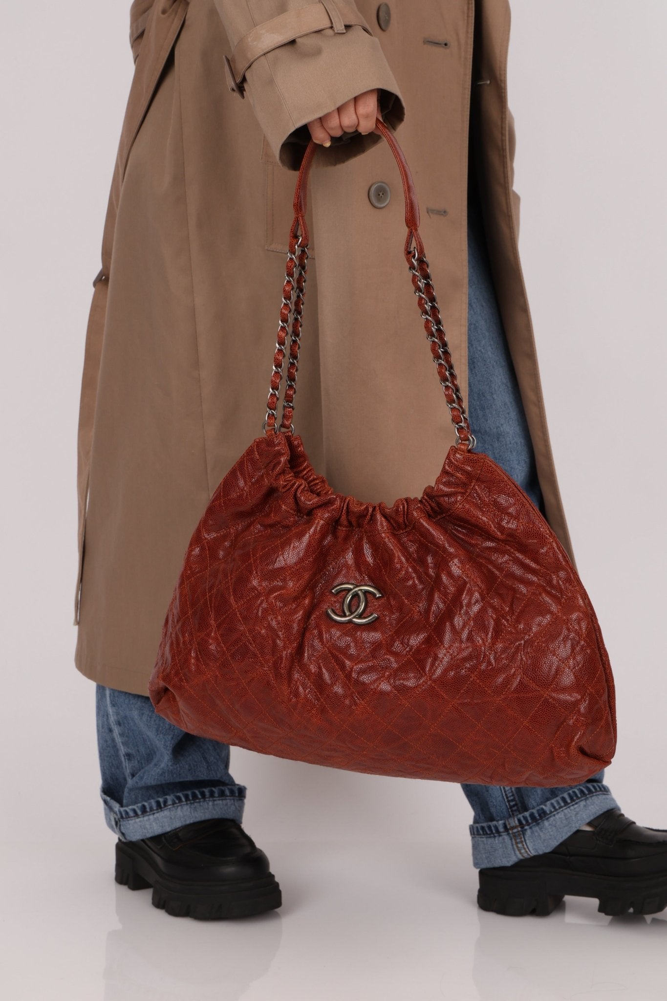 Chanel 2012 Aged Caviar Elastic CC Hobo - FashioNica